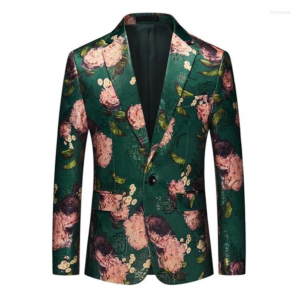 Abiti da uomo Blazer Hombre Casual Slim Fit Jacquard Cappotto a bottone singolo per uomo Autunno Qualità Morbido e confortevole Moda Lusso Terno Masculino