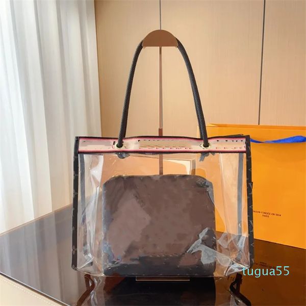 2023 Designer-Tasche Transparente Gelee-Einkaufstaschen Keepall Strandhandtasche Dame-Einkaufstasche Schulter-Crossbody Große lässige Einkaufstasche 2 Stück