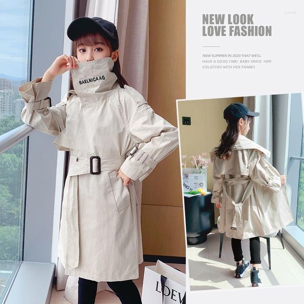 Coat Girls British Trench Windbreaker 2023 Teeb Kids Long Suit giacca Spring Autumn's Turtleneck Toptrench