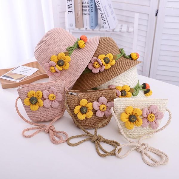 Berets Summer Strape Hat Simbag Baby Girl Sweet Flowabless Втащая солнце