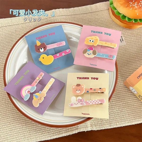 Accessori per capelli 2-3 pezzi/set simpatico cartone animato orso anatra forcina in resina per ragazze mollette arcobaleno rosa moda per bambini per bambini