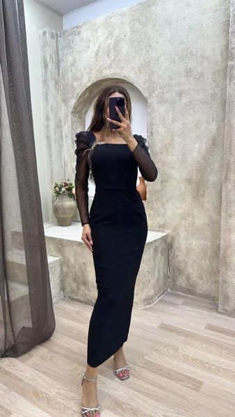 Casual Kleider Elegante Frauen Solide Langarm Herbst/Winter Slim Fit Sexy Wrap Hüfte Square Neck Abendkleid Büro dame Kleidung S-XL