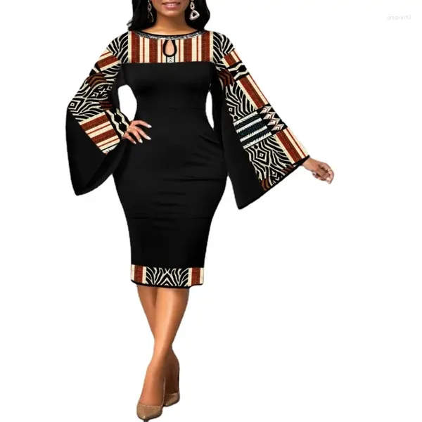 Roupas étnicas L-5XL Plus Size Vestidos Africanos para Mulheres Elegantes Poliéster Moda Muçulmana Abayas Dashiki Robe Kaftan Vestido Turco África