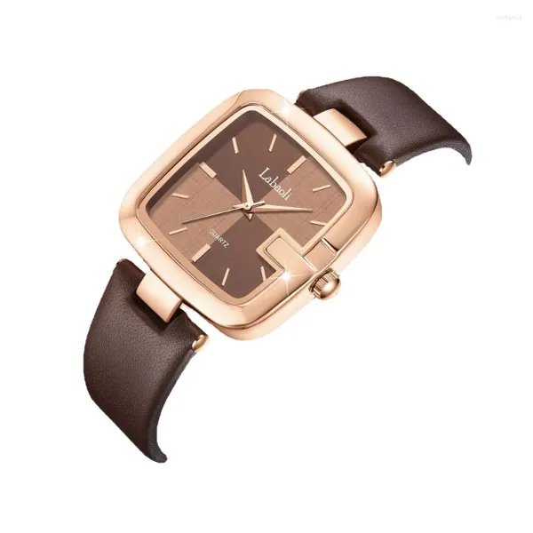 Relógios de pulso moda feminina relógio quadrado nicho retro couro luz luxo grande dial relógio ponteiro impermeável montre femme