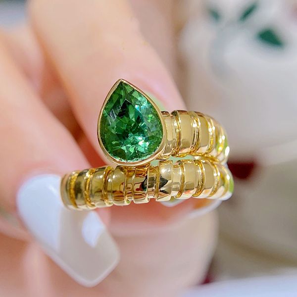 Чуконг бренд обручальные кольца винтажные ювелирные украшения ручной работы 925 серебряная наполнение груша Cu Emerald Cz Diamond Party Ward