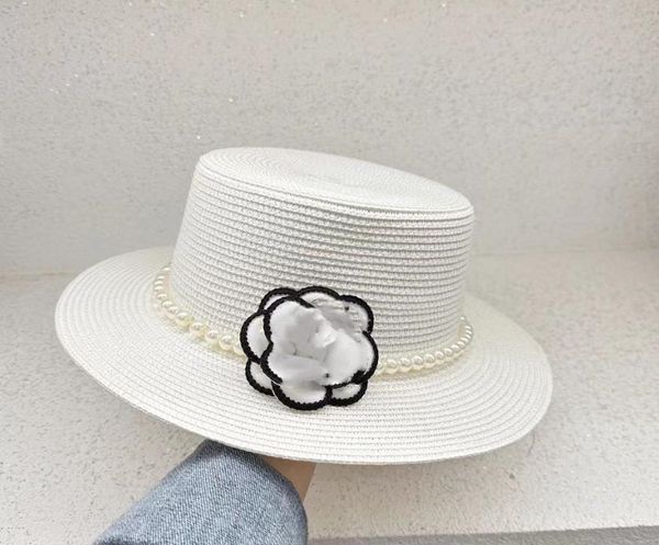 Francese sfilata di moda di Parigi fiore cappello a cilindro piatto estate luce di lusso erba fine intrecciata protezione solare cappello da sole presa di fabbrica femminile