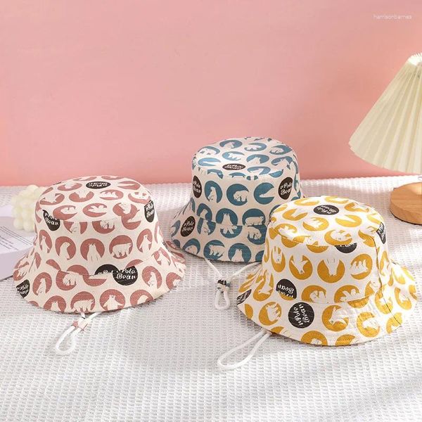 Berets crianças balde chapéu primavera meninos meninas sol bonito dos desenhos animados animal floral ao ar livre verão crianças boné de pesca para 6-12m 1-12y