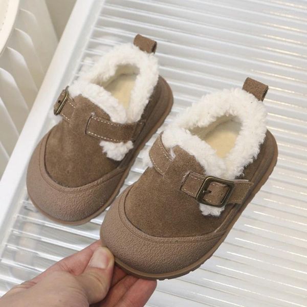 Stiefel Marke Winterschuhe für Kleinkindmädchen Jungen echte Leder Kinder Frau Casual Gurt Fashion Flats 0-6 Jahre Baby Baby