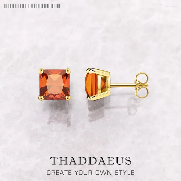 Stud Küpe Studs Square Prenses Kesme Stone Europe Style Fine Yahudi Yahudi 925 Sterlling Gümüş