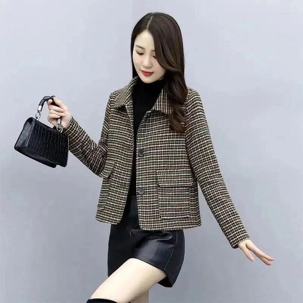 Frauen Anzüge Woll Anzug Jacke Frühling Herbst 2023 Mode Koreanische Langarm Kurze Blazer Mantel Weibliche Casual Damen Blazer Tops