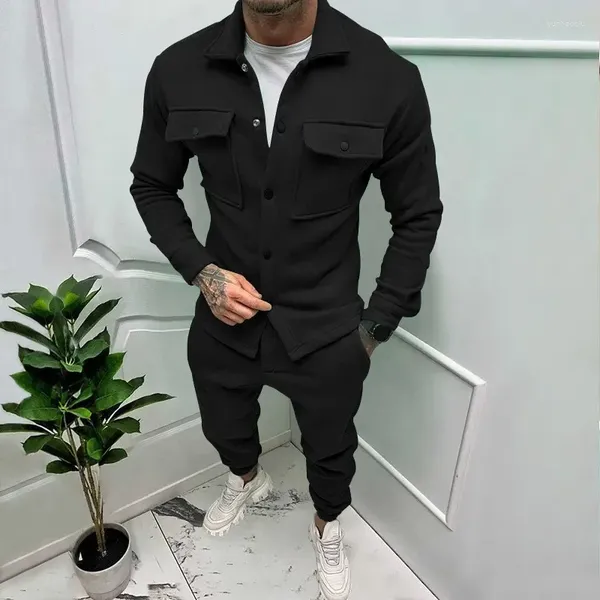 Erkeklerin Trailsits Tulum Lüks Ceketler Erkek Pantolon Set Street Giyim Erkek Ceket Swearpants Pocket Joggings ile İki Parça Ceket Uygun