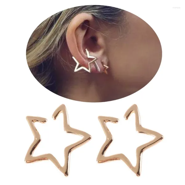 Rücken Ohrringe Mode Stern Ohr Manschetten Clip Für Frauen Kletterer Kein Piercing Gefälschte Knorpel Ohrring Gold Silber Schwarz Farbe