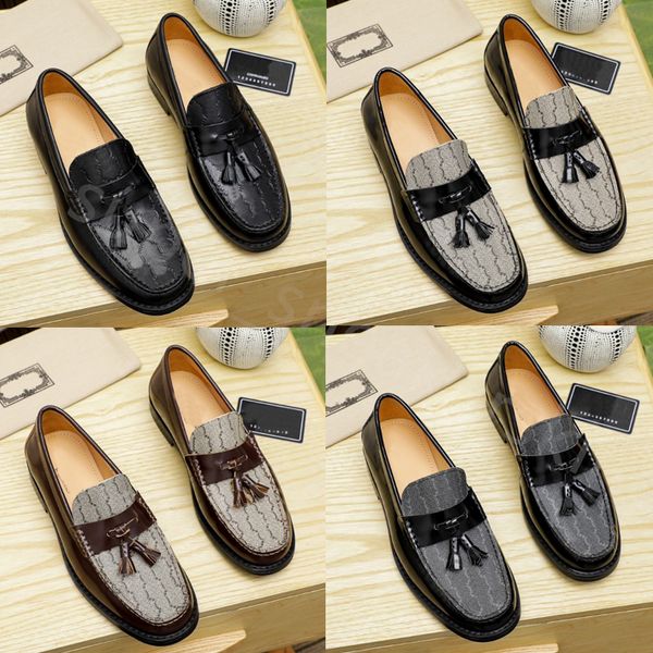 2023 Neue Herren Kleid Schuhe Klassische Rindsleder Loafers Mode Flache Schuhe Pantoletten Princetown Herren Marke Trample Lazy Slides Loafers Größe 38-46