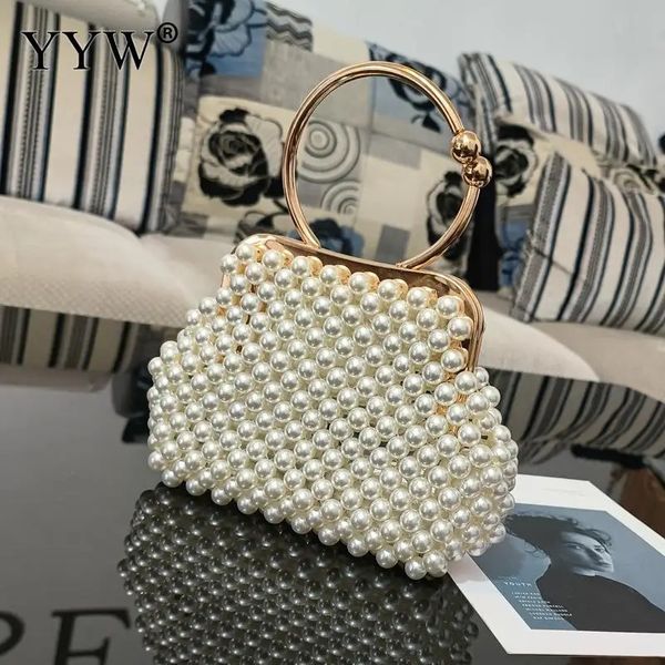 Sacos de noite Luxo Pearl Bride Party Clutch Bag Mulheres Bolsas de Casamento e Bolsas Shell Pequena Corrente de Ombro Branco Sac A Principal 231123