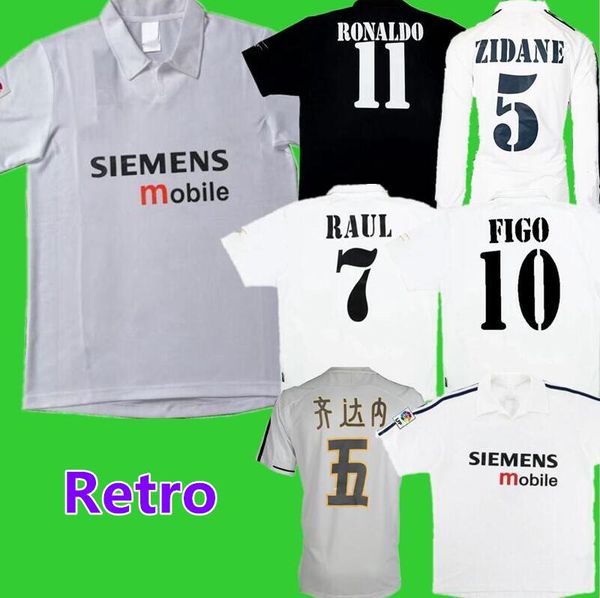 2001 2002 2003 2004 Zidane Centenary Futbol Formaları Figo Hierro Ronaldo Raul Cambiasso Real Madrids Morientes Eve Klasik Retro Vintage Futbol Gömlek 9999