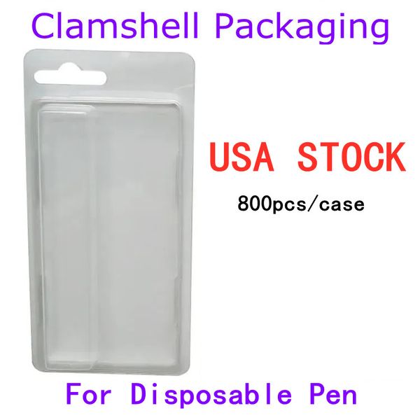 Clamshell Ambalaj ABD Stok 2ml 1ml Tek Kullanımlık Vape Kalem Blister Paket Buharlaştırıcılar Paket PERS OEM Kağıt Kartı Özelleştir Logo Mevcut 800 PCS/LOT