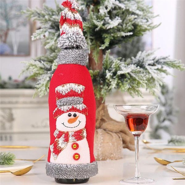 Decorações de natal garrafa de vinho decoração papai noel boneco de neve veados capa roupas decoração da cozinha para o ano natal jantar festa