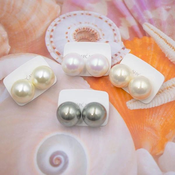 Orecchini pendenti con perle grandi per donna, a forma di palla liscia, creativo, bianco dorato, oro rosa, orecchini, affascinanti unghie femminili