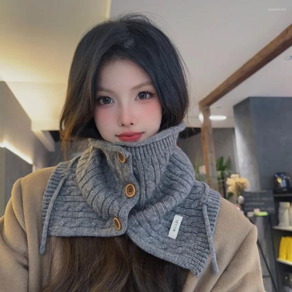 Schals Frauen Gestrickte Taste Lätzchen Hohe Gefälschte Kragen Pullover Koreanische Warme Hals Schutz Hülse Split Abdeckung Schal Mantel Schal D597