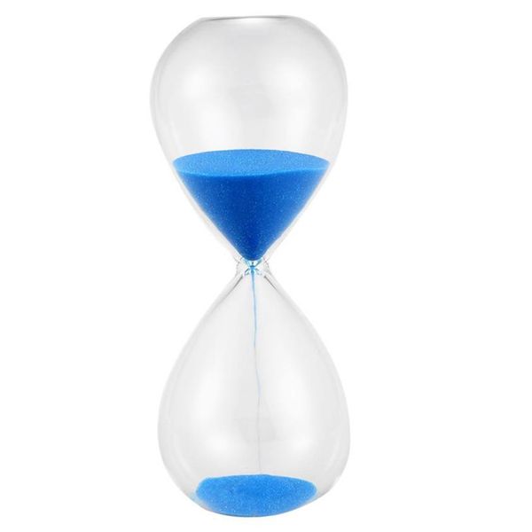 Relógios grande moda azul areia sandglass ampulheta temporizador claro vidro liso medidas decoração de mesa de casa natal presente de aniversário 240b