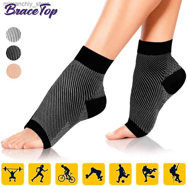 Knöchelstütze BraceTop 1 Paar Ank Support Brace Elastische Kompression Hochschutzband Sicherheit Basketball Fitness Fuß Ferse Wrap Bandage Q231124