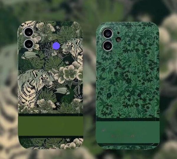 Green Forest Luxus Designer Handyhülle für iPhone 15 Pro Max 14 Pro Max 14Pro 13 13Pro 12 11 ProMax Cover Fashion Letter Tiger Nature Print