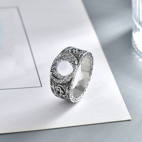 Modedesigner Blumenrand Vintage Mode Paar Ring 925 Silber Spezielles Logo Damen und Herren Luxusschmuck Titanstahl läuft nie an, nicht allergisch