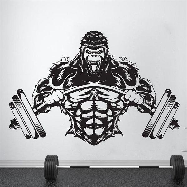 Wandtattoo für Fitnessstudios, individuelle Fitness-Dekoration, Workout-Kunst, Vinyl-Aufkleber, Gorilla-Gym-Zitat-Aufkleber, Motivation, Crossfit A732 210308219s