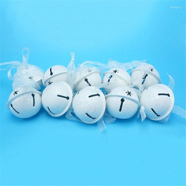 Decoração de decoração de Natal 35mm 33mm 10 PCs Branco Shiny Metal Jingle Bells Holiday Holiday