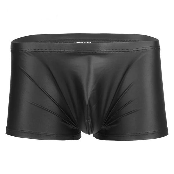 Calcinha de lingerie sexy masculino de boxers de couro macio fosco masculino