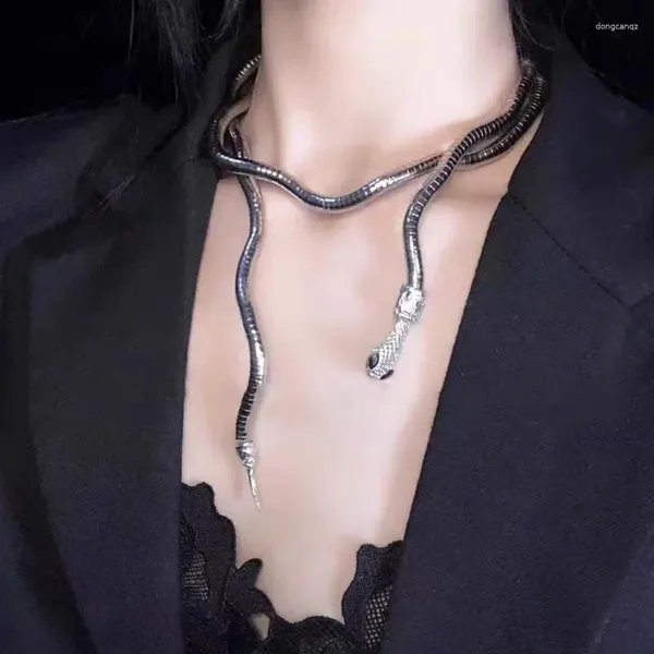 Шарфы 2023, темное модное крутое ожерелье в виде змеи, можно обернуть, маленький стильный дизайн, смысловой воротник, аксессуары-цепочка в стиле хип-хоп