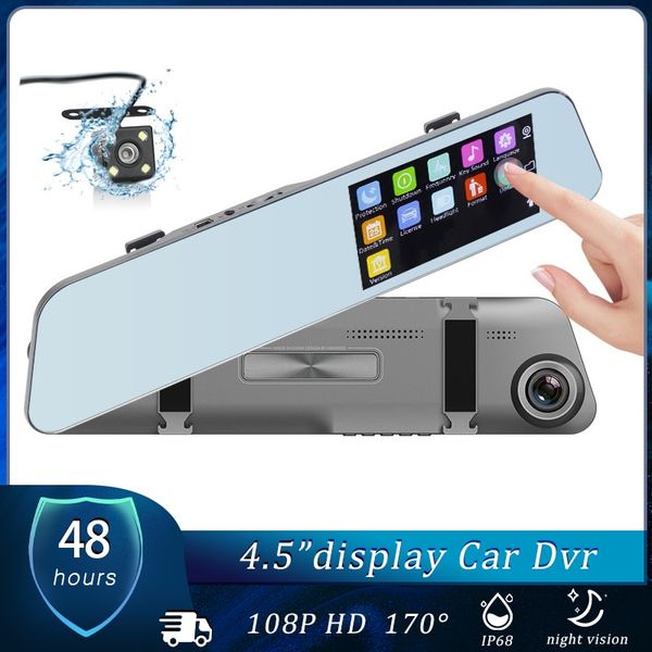 Câmera de carro DVR DVR DVR TROCAVEIRO Mirror Dash Cam Cars DVRS Registrador de vídeo FHD Lente Touch Screen 1080p Night Night Camer