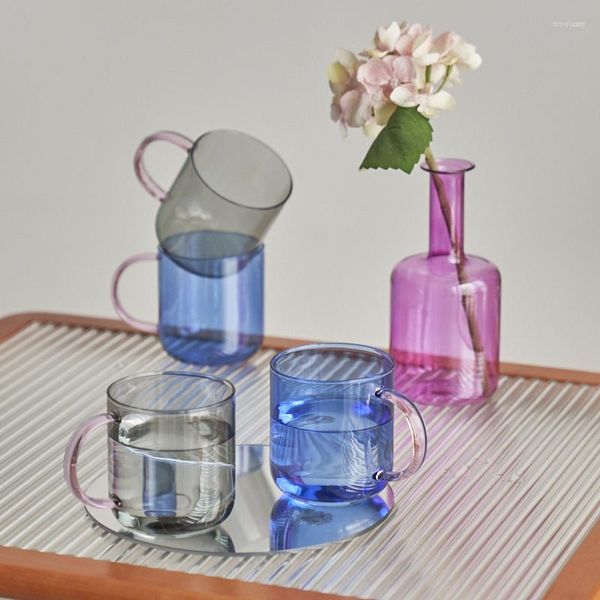 Tazze Set di 2 tazze in vetro borosilicato resistenti al calore Bicchieri da tè Succo di tè Tazza da latte Tazza da caffè Bicchieri da acqua per la casa 11 once