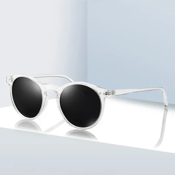 Güneş gözlüğü vintage moda kadınlar şeffaf çerçeve polarize renkli açık lens güneş gözlükleri erkekler için klasik güneşlik