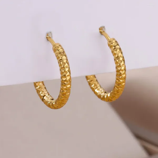 Ohrstecker Edelstahl für Frauen 2023 Trend vergoldet rund Hoop Elegant Paar Hochzeit Schmuck Aretes De Mujer