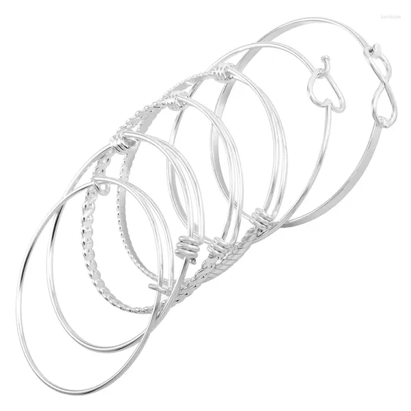 Bracciale IJB0446 6 design diversi con una varietà di opzioni Braccialetti in filo di acciaio inossidabile Braccialetti con cablaggio espandibile regolabile