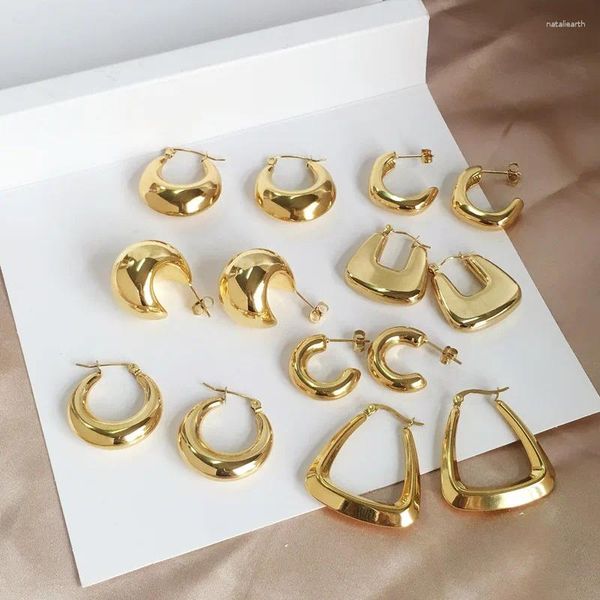 Orecchini a bottone Vari stili Fibbia per orecchio in acciaio inossidabile per donna Colore oro Piccolo cerchio grande Cerchio Punk Accessori per gioielli hip-hop