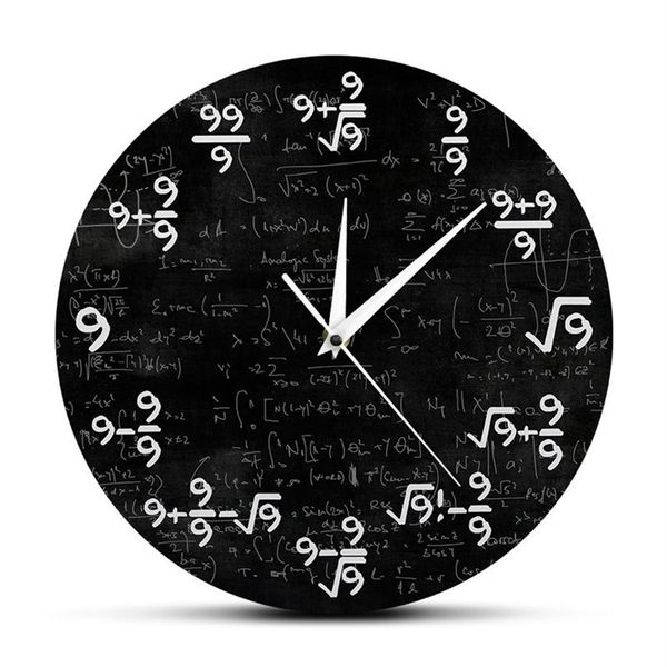 The Nines Math Wall Clock Número 9 Math Modern Clock Wall Watch Math Equation The Clock of 9s Formulas Mathematical Wall Art Y2001230S