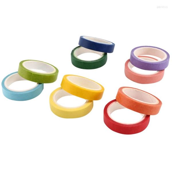 Enrole de presente fita decorativa Tape Diy Rainbow adesivo de papel de mascaramento Conjunto de 10 rolos