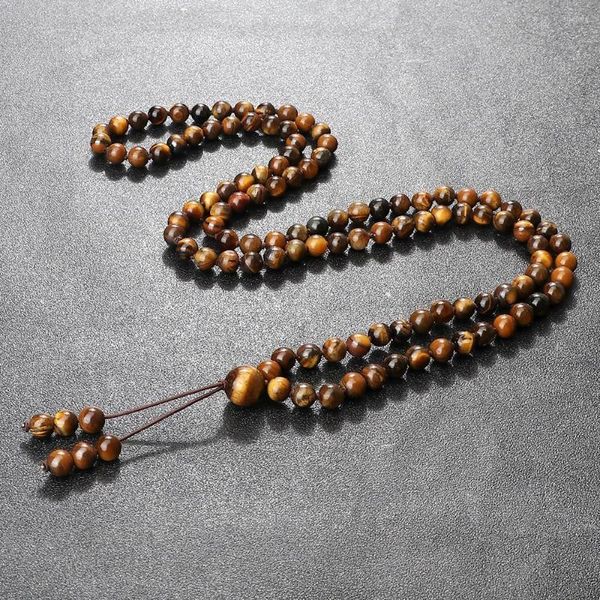 Strand Vintage 108 Mala Boncuklar Kolye 6mm Tiger Göz Taşı El Yapımı Sarma Bilezikler Kadınlar Erkekler Dua Meditasyon Takı Yoga Hediyeleri