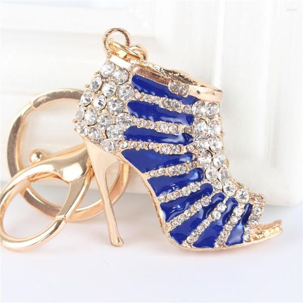 Schlüsselanhänger Blau High Heels Schuh Anhänger Charme Strass Kristall Geldbörse Tasche Schlüsselanhänger Schlüsselanhänger Zubehör Hochzeit Party Liebhaber Geschenk