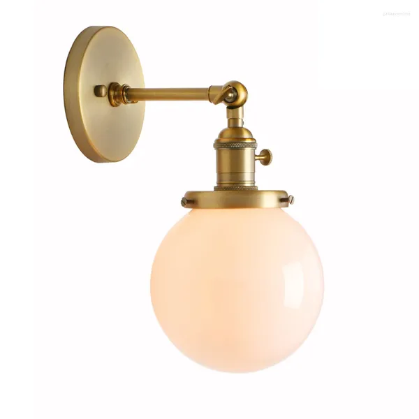 Lampada da parete Phansthy Vintage in vetro bianco latte Sconce Light Loft Apparecchio classico E27 Comodino camera da letto Decorazioni natalizie