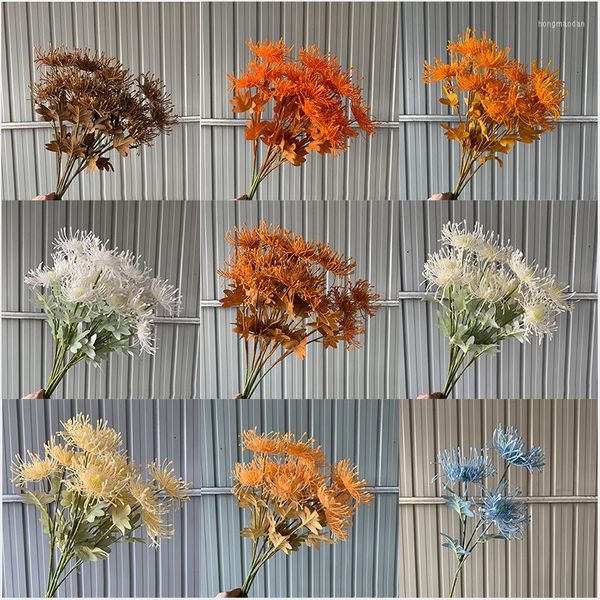 Fiori decorativi Fiore simulato Cuscinetto ad aghi Colorato Artiglio di granchio Crisantemo Casa Giardino esterno Decorazione di nozze Ornamenti floreali