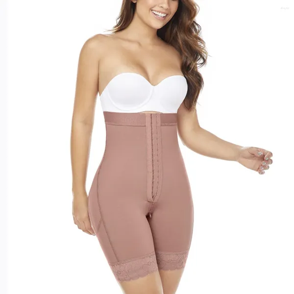 Damen Shapers Mid-Thigh Strapless BuLift Shapewear Faja Colombian Bodysuit Everyday Use Girdle Powernet