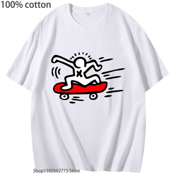 Женская футболка K-keith H-haring, футболки для девочек-подростков, футболки с короткими рукавами из 100% хлопка, аниме, кавайная футболка с героями мультфильмов, манга, мужская/женская модная рубашка