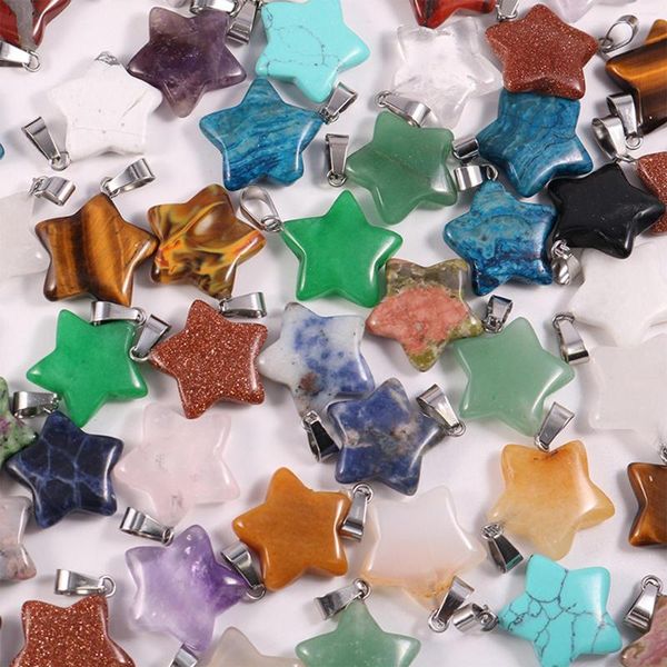 Colares pendentes 50pcs estrela charme decorativo diy com buraco para jóias fazendo descobertas artesanato de chaves de suprimentos para presentes