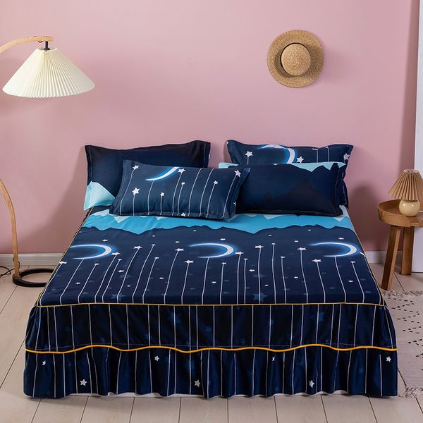 Gonna da letto Moda Copriletto levigato morbido Anti-skip Gonna da letto matrimoniale Queen King Size No Pilling Copriletto con angoli Copriletto a doppio strato 230424