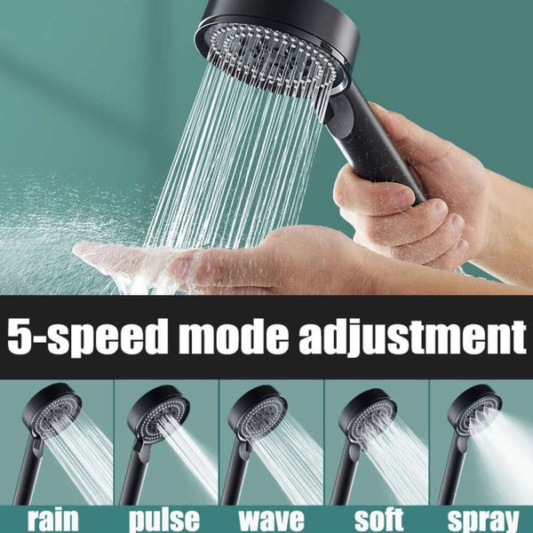 Neuer Hochdruck-Duschkopf, Turbo, komplett für Dusche, 5 Formen, Knöpfe, Spar-Duschkopf, Badezimmer-Zubehör