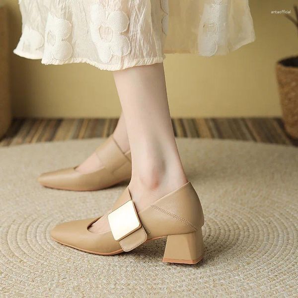 Sapatos de vestido bonito dedo do pé redondo saltos quadrados minimalista uma cinta verão elegante casamento noiva bombas moda ao ar livre casual zapatillas