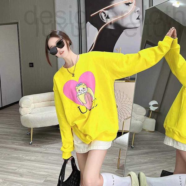 Hoodies das mulheres moletons designer de luxo amarelo banana gato coração forma camisola feminina outono inverno recomendado rua 7wx7 ohv0